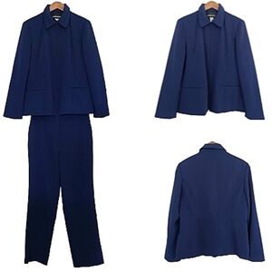 Sag Harbor 12/14 Power Suit Pantsuit Trousers Violet Blue Collared Zipper Jacket